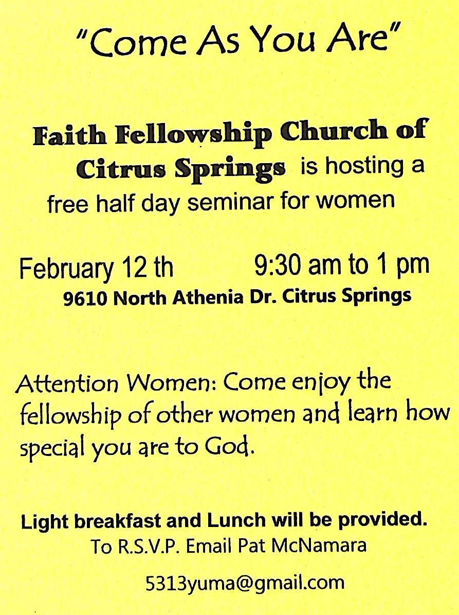 Faith Fellowship Women Come As You Are Event